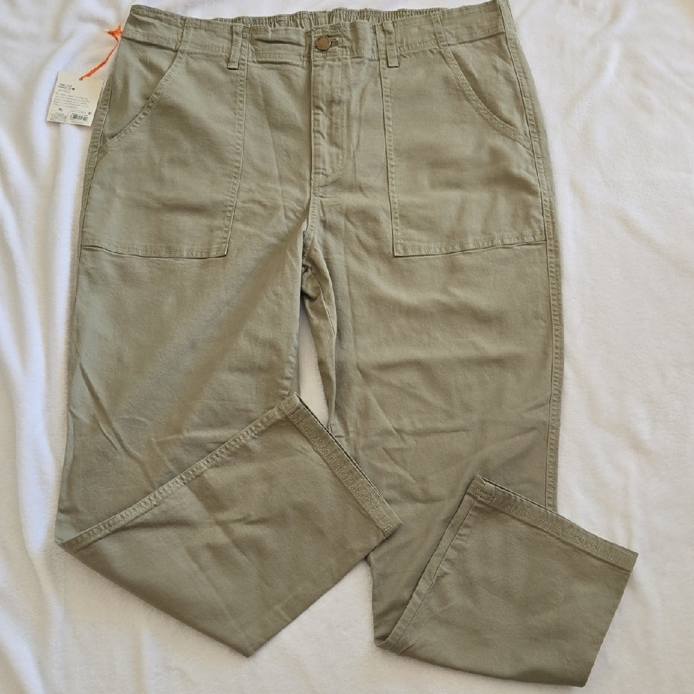 NWT Knox Rose Women's Olive Pants Size XL 38 High Rise Straight Leg